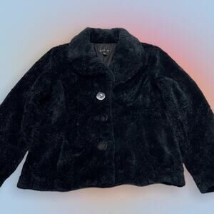 BRAETAN Women’s Large Black Faux Fur Jacket